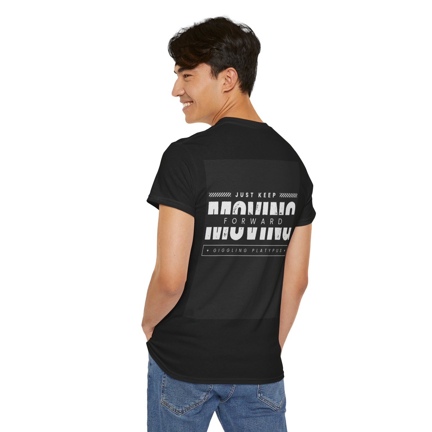 Motivational Unisex Heavy Cotton Tee - Just Keep Moving Forward, Inspirational Gift, Fitness Apparel, Casual Wear, Everyday Style