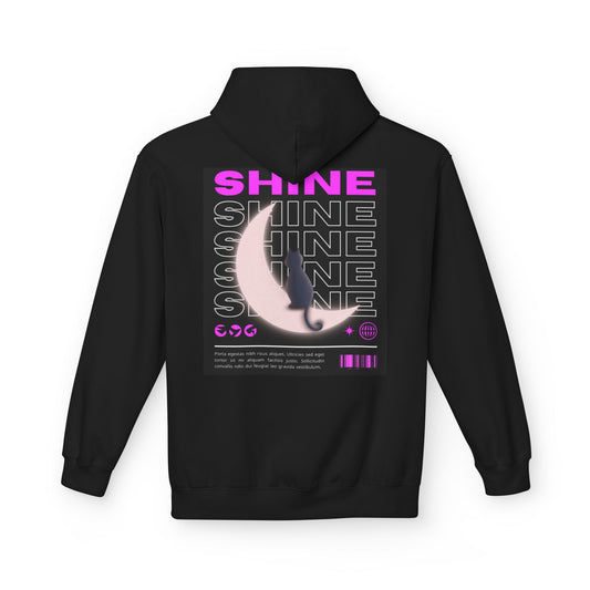 Shine Moon Graphic Hoodie, Cozy Unisex Fleece Sweatshirt, Perfect for Self-Care Days, Gift for Dreamers and Night Owls, Trendy Streetwear